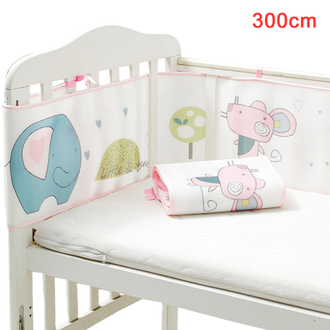 Protector de cuna suave con estampado de dibujos animados para guardería, accesorios de malla transpirable para dormitorio, ropa de cama lavable, parachoques de cuna seguro para bebé ► Foto 1/6