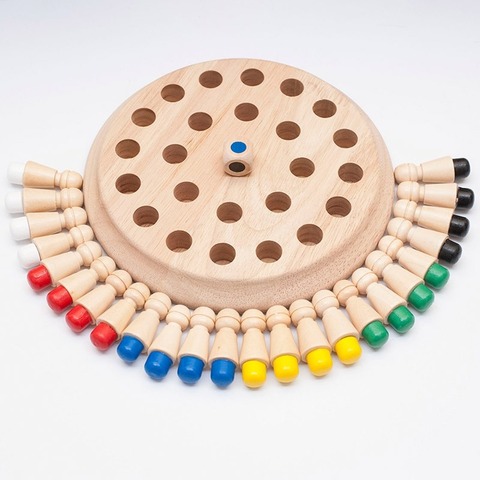 Juego de ajedrez con memoria de madera para niños, juego de mesa de bloques, divertidos, juguete educativo de habilidad cognitiva, de color ► Foto 1/5