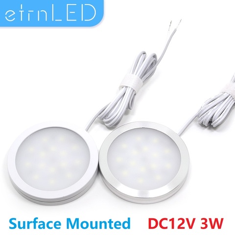 Focos Led de 3W, lámpara ultrafina de punto redondo, regulable, montada en superficie, para escaparate de cocina y hogar, 12V ► Foto 1/6