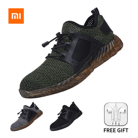 Xiaomi Youpin caminando zapatillas de deporte al aire libre de los hombres transpirables zapatos de trabajo de seguridad con puntera de acero a prueba de pinchazos, B tamaño 39-45 ► Foto 1/6