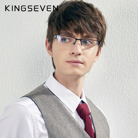 KINGSEVEN-Montura de aleación para gafas TR90 para hombre, anteojos cuadrados ultraligeros a la moda, graduadas para miopía, N9909 ► Foto 1/4