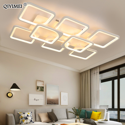 QIYIMEI moderno arañas LED Dimmable blanco luces interiores para dormitorio, estudio, sala de acrílico iluminación lámparas con brillo ► Foto 1/6