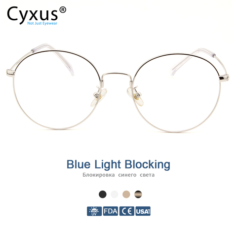 Cyxus-Gafas de ordenador con bloqueo de luz azul para hombre y mujer, anteojos con protección UV, Anti tensión ocular, montura redonda de Metal coreana, para videojuegos, 8090 ► Foto 1/6