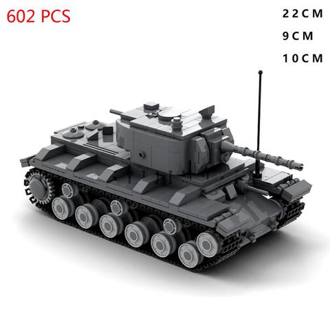 KV-2 técnica militar de la Segunda Guerra Mundial, tanque pesado del Ejército de la Unión Africana, vehículos de Guerra Patriótica, bloques de construcción con armas, juguetes de bloques de Modelismo ► Foto 1/2