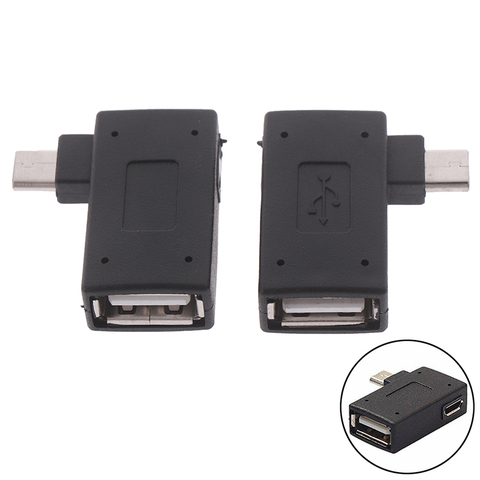 Adaptador Micro USB 2,0 hembra a macho, puerto de fuente de alimentación Micro OTG, adaptadores USB OTG en ángulo recto de 90 grados ► Foto 1/6