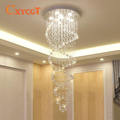 Candelabro de cristal en espiral doble LED, iluminación moderna para vestíbulo, escalera, dormitorio, Hotel, lámpara colgante de suspensión ► Foto 1/6