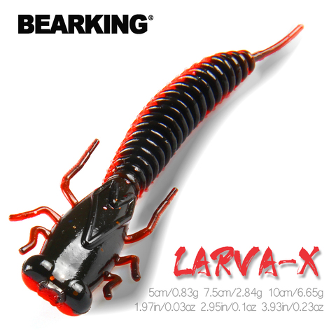 BEARKING-SEÑUELOS blandos Larva, cebos artificiales de 50mm, 75mm y 100mm, para pesca de gusano, lubina de silicona, pececillo, cebo de natación, cebos de plástico para Jigging ► Foto 1/6