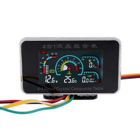 Indicador de alarma Digital para coche 4 en 1 LCD, voltímetro de presión de aceite, voltímetro de presión de agua, presión de aceite, Sensor de temperatura de combustible ► Foto 1/6