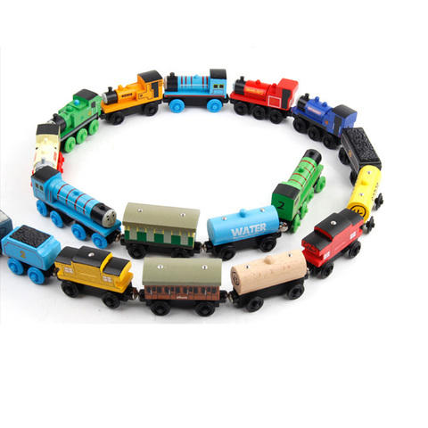 Tren magnético de madera de Emily para niños, modelo de coche de juguete Compatible con la marca Brio, vías de vías, locomotoras de ferrocarril ► Foto 1/6