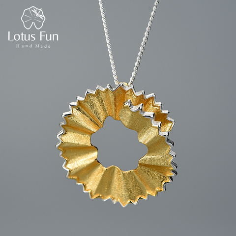 Lotus Fun Plata de Ley 925 auténtica joyería fina hecha a mano, colgante creativo con diseño de virutas de lápiz sin collar para regalo de mujer ► Foto 1/6