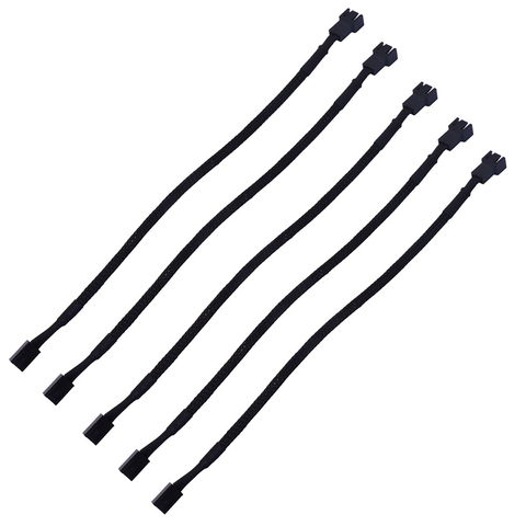 Cable de extensión de ventilador de manga, Cable de alimentación del ordenador profesional trenzado de 3 pines, 27cm, carcasa de conector macho a hembra, 5 uds. ► Foto 1/6