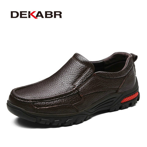 DEKABR moda cómoda transpirable suave cuero genuino mocasines zapatos hombres alta calidad Casual Falts hombres Oxfords tamaño 38-48 ► Foto 1/6