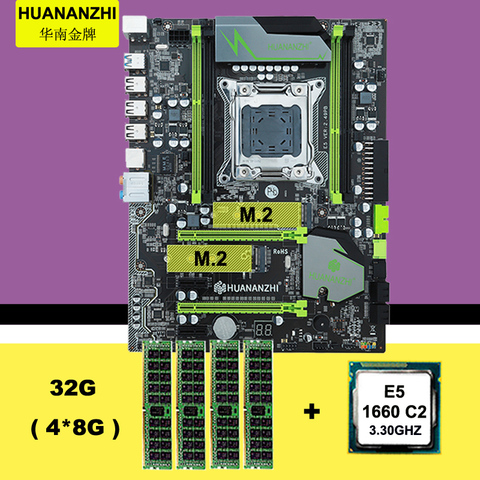 HUANAN ZHI X79 placa base X79 LGA2011 Placa base con M.2 ranura CPU Intel Xeon E5 1660 de 3,3 GHz RAM 32G (4*8G) DDR3 1600 REG ECC ► Foto 1/6