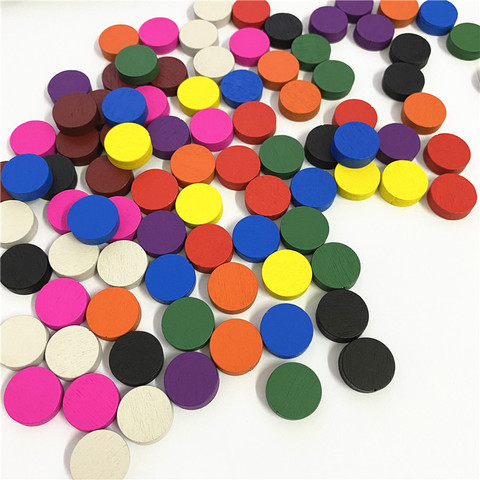 Juego de madera de 15x5MM de diámetro, 100 piezas de ajedrez coloridas para juego de mesa de fichas/accesorios de juegos educativos en 10 colores ► Foto 1/6