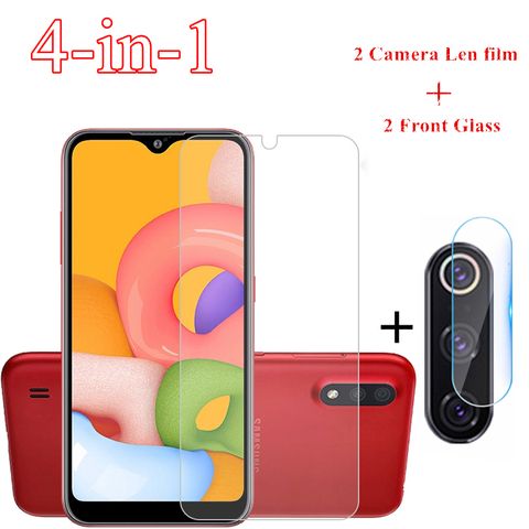 2PCS Glass para Samsung Galaxy A01 Vidrio templado para Samsung A01 Protector de pantalla Película protectora de vidrio Película de lente de cámara ► Foto 1/6