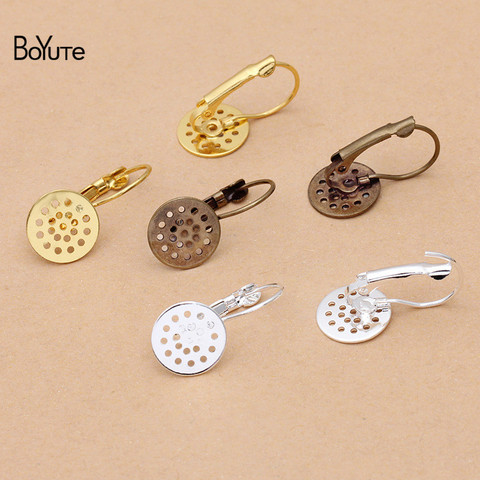 BoYuTe (30 unids/lote) Base de pendientes redondos de 12mm 3 colores chapados Diy Clip pendientes accesorios de joyería ► Foto 1/6