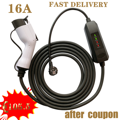 Cargador portátil para coche eléctrico, tipo 1, 16A, ajustable, SAE J1772, EV ► Foto 1/5