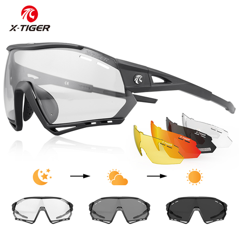 X-TIGER-gafas fotocromáticas EXS para ciclismo, 5 lentes, UV400, deportivas, antideslumbrantes, para hombre y mujer ► Foto 1/6