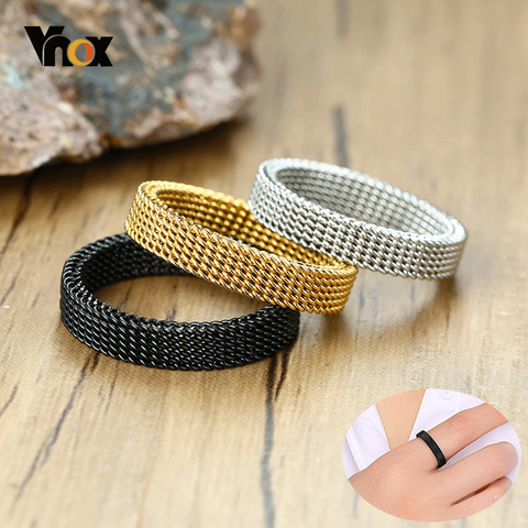 Vnox-anillos de boda de malla para hombre y mujer, de 4mm y 10mm de ancho, de acero inoxidable, antialérgicos, estilo Retro Punk, gótico, Unisex ► Foto 1/6