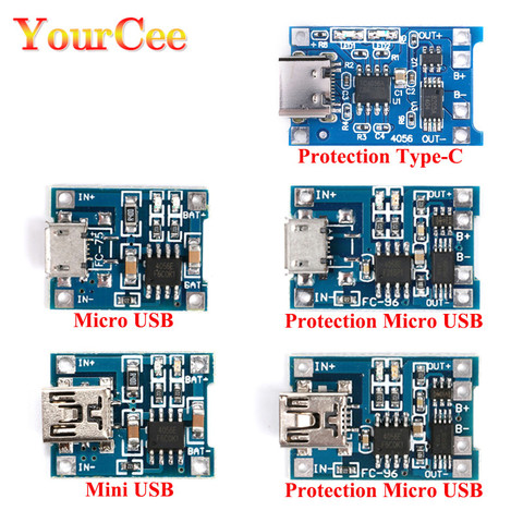 Placa de carga de batería de litio, 5 uds., 5V, 1A, USB, Micro USB, tipo C, 18650, módulo controlador de cargador, protección, funciones duales de Control ► Foto 1/6