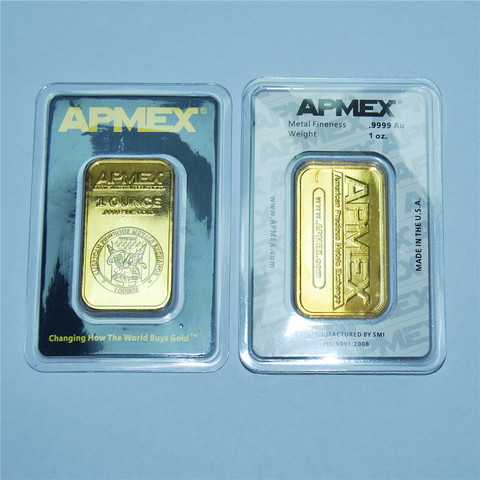 APMEX-barra de oro chapada en oro de alta calidad, barra de plata no magnética, regalo de negocios coleccionable, 1 onza ► Foto 1/6