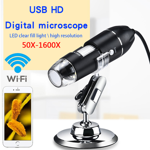 Microscopio Digital ajustable de 1600X, 2MP, 8 LED, portátil, USB, Lupa Electrónica, HD, endoscopio de aumento ► Foto 1/6