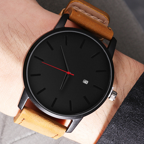 Reloj masculino deportes de hombres reloj de pulsera relojes de hombre de cuero reloj minimalista relojes para hombres diseñador Simple reloj hombre ► Foto 1/6