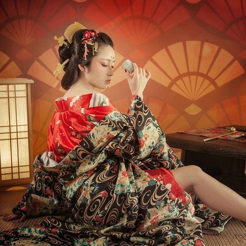 Kimono japonés de flores de ciruela para mujer, ropa exterior, traje de mujer hermosa, Kimono de rendimiento japonés, ropa de sesión de fotos ► Foto 1/6