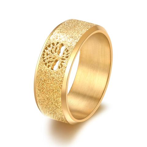 CACANA-anillo de acero inoxidable de 316L para mujer, sortija Simple de alta calidad, mate, a la moda, de árbol de la Fortuna, regalo de compromiso para dedo, joyería ► Foto 1/6