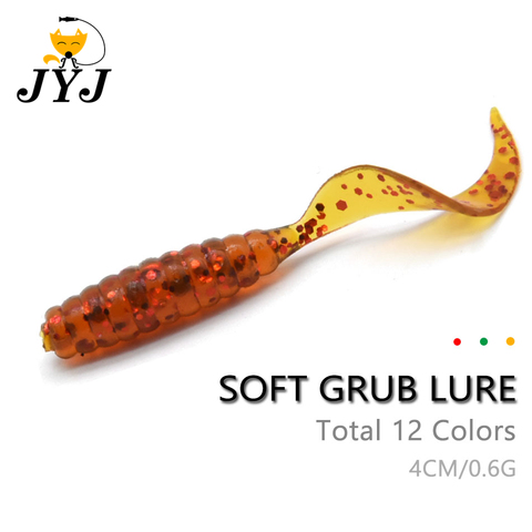 100 piezas de plástico suave artificial isca pesca círculo cola proteína Grub señuelo pesca gusano moggot grub señuelo cebos 4 cm ► Foto 1/6