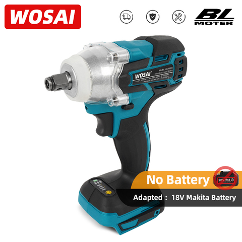 WOSAI-llave de impacto eléctrica inalámbrica, sin escobillas, serie MT, 20V, llave de vaso recargable de 1/2, herramienta eléctrica para batería Makita de 18V ► Foto 1/6