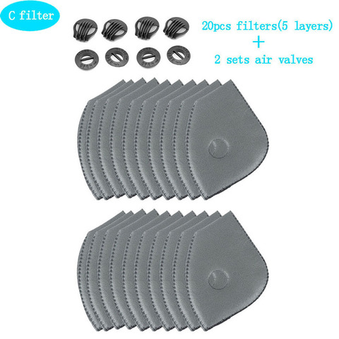 Cara de ciclista máscara Junta máscaras Filtro de carbono activado respirar filtros Pm2.5 filtros de aire de filtro de válvula de máscaras accesorios de bicicleta ► Foto 1/6