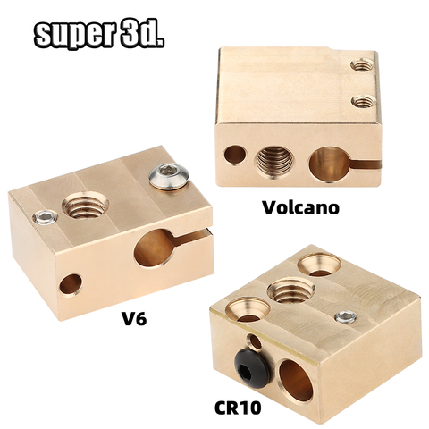 Piezas de impresora 3d, bloque de calentador de latón de alta calidad, CR10 /Volcan/V6, PT100, V6, CR10, Mk7/Mk8/Mk9, j-head, bloque calentado ► Foto 1/6