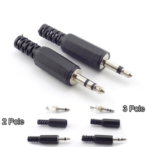 Mono conectores de Audio de 5/10mm y 3,5 Pole, conector macho, adaptador de auriculares, 2/3mm, terminales de cable de enchufe macho 3,5, H10, 3,5 Uds. ► Foto 1/6