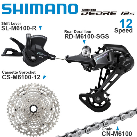 SHIMANO Grupo-palanca de cambios DEORE M6100 12v, desviador trasero, piñón de Cassette, cadena de 1x12 velocidades, piezas originales para bicicleta de montaña ► Foto 1/5