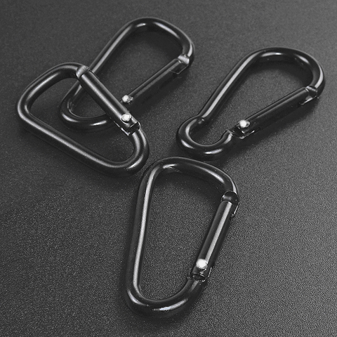 Llavero gancho mosquetón de aleación de aluminio en forma de D, color negro, 10 Uds., nuevo, 2022 ► Foto 1/6