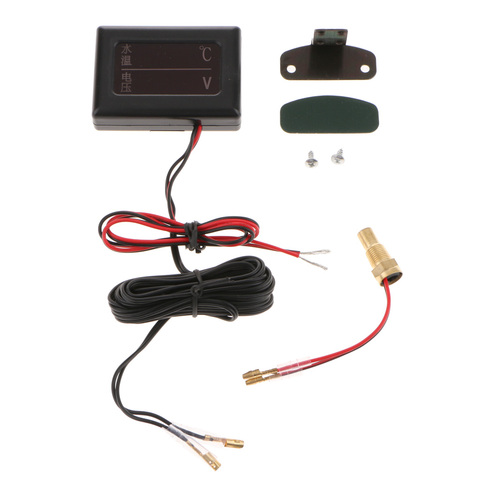 Voltímetro de coche, medidor de temperatura del agua con Sensor, cc 12V-24V ► Foto 1/5