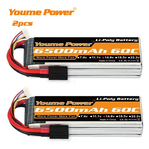 2 uds meme 4S Lipo batería 14,8 V 6500mah 60C TRX T decanos EC5 XT60 para Traxxas Slash X-Maxx monstruo coche helicóptero barco piezas de control remoto ► Foto 1/6