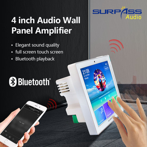 Sistema de Audio inteligente en casa reproductor de música 2,4 Canales 4 pulgadas Mini pantalla táctil Bluetooth inalámbrico en amplificador de pared con Radio FM, USB ► Foto 1/6