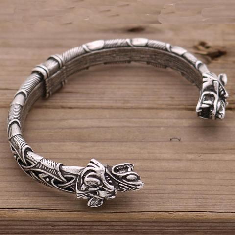 1 Uds pulsera con cabeza de Lobo, brazalete Vikingo, pulsera con cabeza de lobo para hombres y mujeres, joyas de Talismán ► Foto 1/6