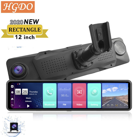 Cámara de salpicadero DVR para espejo retrovisor de coche, Dashcam de grabación automática con GPS, Android 8,1, 12 