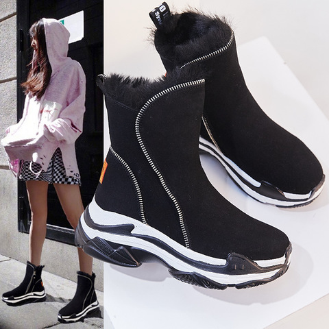 Koovan-Botas gruesas de nieve para mujer, botines cortos de algodón con suela gruesa y Pedal, zapatillas de deporte de terciopelo para invierno, 2022 ► Foto 1/6