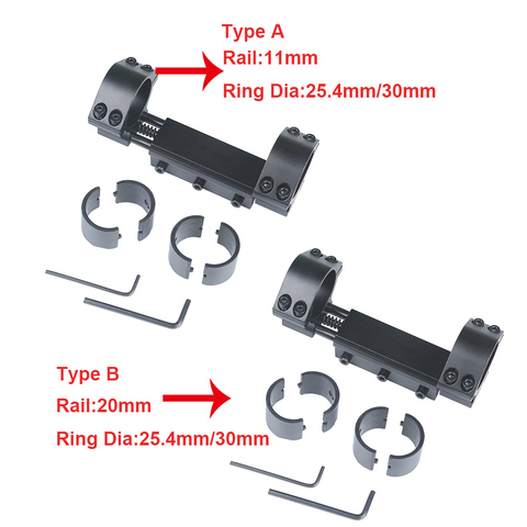 MIZUGIWA-Soporte de alcance para caza, 30mm, 1 pulgada, anillos de 25,4mm con Pin de parada, Base de retroceso cero, adaptador Picatinny ferroviario de 11mm a 20mm ► Foto 1/6