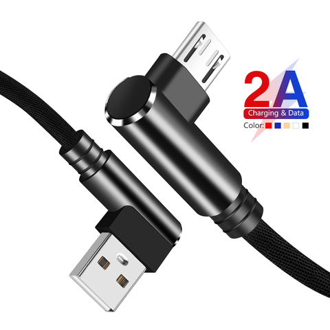 Cable Micro Usb de carga rápida para Samsung, Sony, Huawei, Nokia y PS4, doble codo de 27cm, 1m, 1,5 m, 2m, 3m, 2A, 90 °, alta velocidad ► Foto 1/6