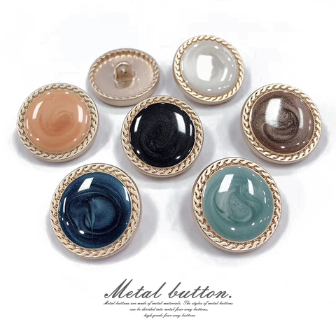 Botones para la ropa decorativos de color dorado PERLA para mujer de 6 uds. Para ropa, traje, abrigo Vintage, vestido, botón metálico, accesorios de costura Diy, aplicación, botones decorativos para manualidades ► Foto 1/6