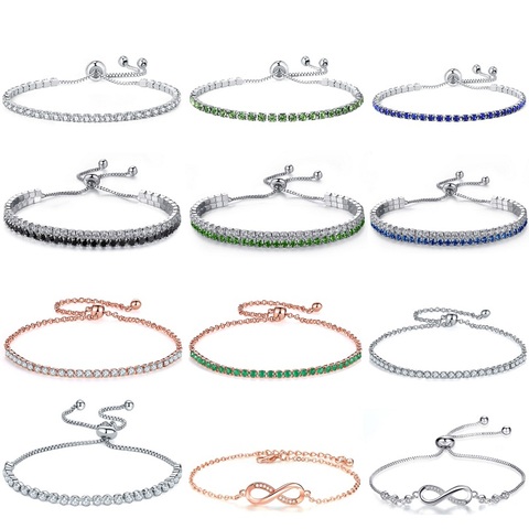 UMODE-cadena con letras Pulseras de tenis para mujer y niña, Accesorios coloridos de circonia cúbica de Color oro rosa y blanco, UB0125X ► Foto 1/6