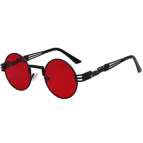 Gótico Steampunk gafas de sol de las mujeres de los hombres de Metal vintage sol redondo gafas de diseñador de la marca gafas a la moda espejo de alta calidad UV400 ► Foto 1/6