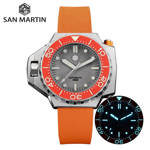 San Martin Diver-reloj de lujo para hombre, dispositivo de helio, bidireccional, giratorio, bisel, zafiro, PT5000, mecánico automático, Lume ► Foto 1/6