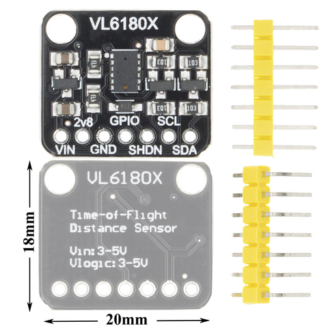 1 Uds. VL6180 VL6180X Módulo de Sensor de rango óptico para Arduino I2C interfaz 3,3 V 5V Reconocimiento de gestos ► Foto 1/6