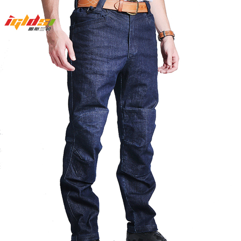 Urbano táctico Denim vaqueros Cargo hombres SWAT Multi bolsillos Stretch ejército vaqueros militares hombre algodón motocicleta Biker vaquera Jeans ► Foto 1/6